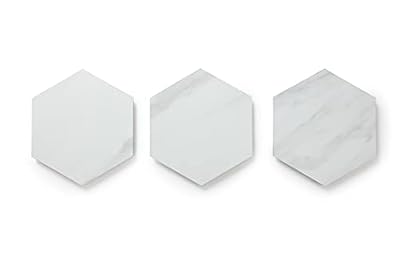 Lucida Surfaces Luxury Vinyl Floor Tiles | Glue Down Adhesive Flooring | 25 Marble and Wood Look Hexagon Shaped Tiles | MosaiCore | 12.25 Sq. Feet