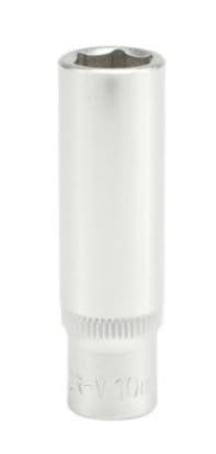 Image of Yato YT-1421 Hexagonal Deep Socket of Size 10mm & Length 50mm Suitable for 1 /4 inch Socket Wrench Set CrV Chromium Mirror Plated Steel Socket Tool Used as Home & Mechanical Tools