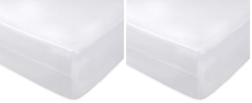 MERCURY TEXTIL-Funda de colchón, Microfibra, Anti ácaros, Anti bacterias, Transpirable, Estira hasta 25cm de Profundidad, Funda de colchón con Cremallera (Cama 90) (Paquete de 2)