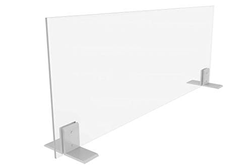 48"Wx24"H Sneeze Guard for Counter | Plastic Shield for Desk or Business | Acrylic Social Distancing Barrier