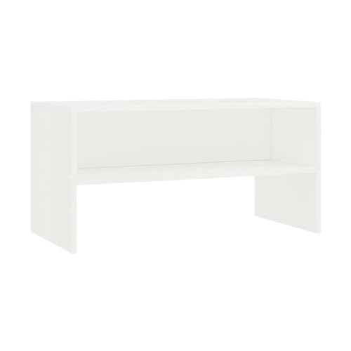 vidaXL Engineered Wood TV Cabinet - Modern White TV Stand with Open Compartment for Living Room and Bedroom