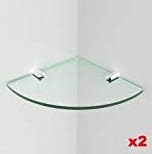 Expression Products Two Small Acrylic Corner Safety Shelves - 150mm - approx 6" comes with Chrome fixings, Glass Effect