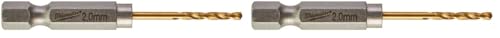 Image of Milwaukee 48894703 Red HEX Shockwave Metal Drill Bit HSS-G TIN 2 mm (Pack of 2)
