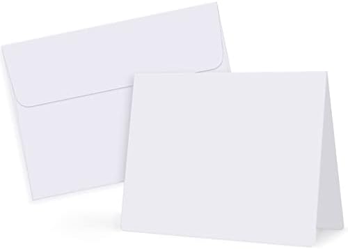 Eupako White Blank Cards with A7 Envelopes 100 Pack, 5x7 Heavyweight Folded Cardstock and 5.25x7.25 Envelopes Self Seal for Greeting Cards, Invitations, Wedding, Baby Shower, Birthday