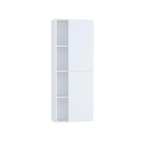 Baikal Armario de Baño, Mueble de Baño, Armario Alto. Muebles Auxiliares. Estanteria. Columna. Entrega en Kit. Serie Abierta 54 x 140 cm Blanco