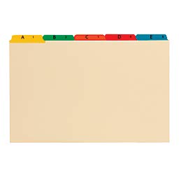 Office Depot Alphabetical File Guide Set, 8 1/2in. x 14in., Legal Size, Manila, Pack of 25, 144384OD