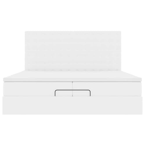 Fasba Ottoman-Bett mit Matratzen & LEDs Weiß 200x200 cm Kunstleder, Polsterbett Doppelbett Stilvolles Funktionsbett mit hydraulischem Stauraum3313871 – Bild 7