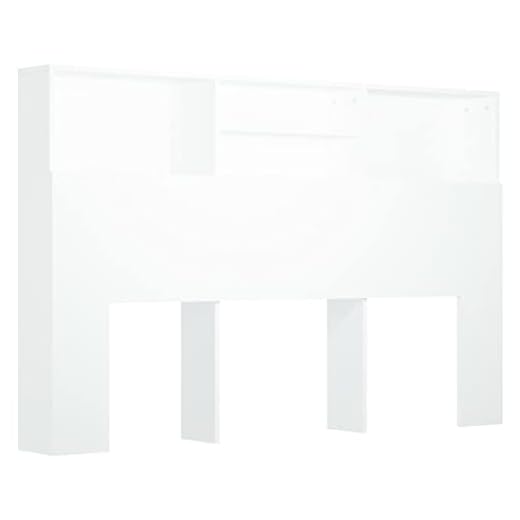 vidaXL Armoire de Tête de Lit Murale Meuble de Chambre à Coucher Tête de Lit avec Rangement Accessoire de Lit Intérieur Blanc 160x19x103,5 cm