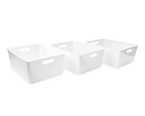 Bac de rangement de bureau et maison plastique blanc lot de 3 Isaac Jacobs