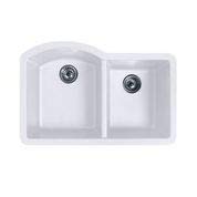 SWANSTONE Undermount Granite 22 x 33 Inch Double Bowl Kitchen Sink in Bianca QUDB-3322