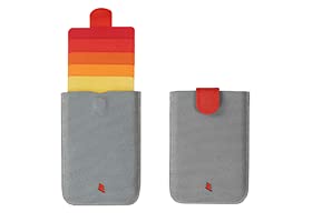 AllocacocDesignNest DAX wallet, Slim Thin Magnetic Cascading pull-tab Wallet, Hold up to 6 cards, Card holder, Cash Slot, Fast Access, Minimalist; Everyday Carry Travel Friendly Gift (Red Grey, Polyester)