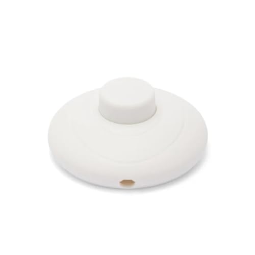 Interruttore a pedale per lampada, colore bianco, 220V 230V 2A, 68 x 30 mm, fissaggio del cavo a vite, ideale lampade da tavolo, da terra, scrivania, camera da letto, comodino, pulsante, a pressione