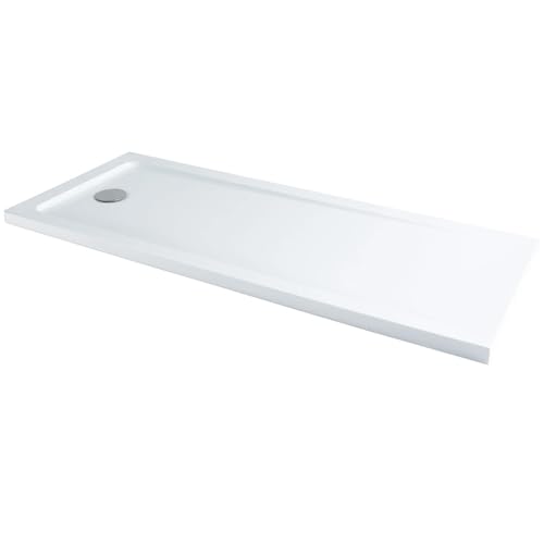 1700 x 700 x 45mm White Bathroom Shower Tray for Enclosures Cubicles & Wet Room with Waste, Rectangular