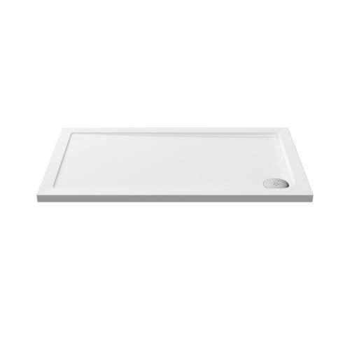 Balterley 1200 x 700 mm Rectangular Shower Tray, Slimline Shower Trays, Durable Stone Resin Base Trays for Bathroom Enclosure Cubicle, Lightweight Rectangular Tray for Wetroom Showers (White)