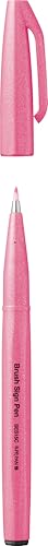 Pentel SES15C-FPX Brush Sign Pen Neon Pink Fibre Tip Brush Like Tip Pack of 10 - Image 2