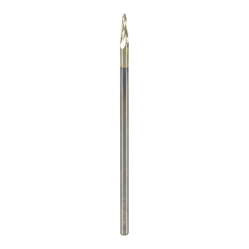 Image of Amana Tool Up Cut Spiral CNC Router Bits for 2D /3D Carving, ZrN Coated, 46293, 5.4 Deg Tapered Angle Ball Tip 1 /16 D x 1 /32 R x 0.362 x 1 /8 Shk x 4 Fl