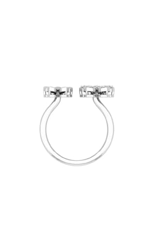 0.30 CT Round Cut Created White Diamond Two Floral Wedding Engagement Open Ring In 14K White Gold Plated 925 Sterling Silver Gift for Womens3