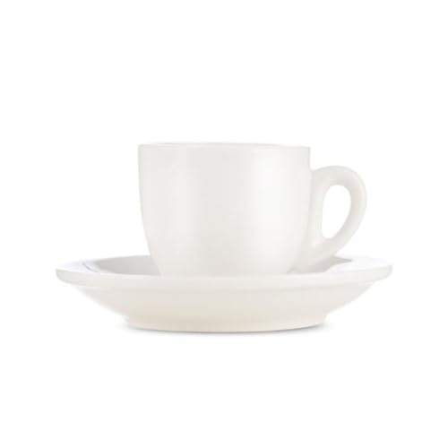 Espresso Parts Porcelain Demitasse Cups w/Saucers (2oz) (White)