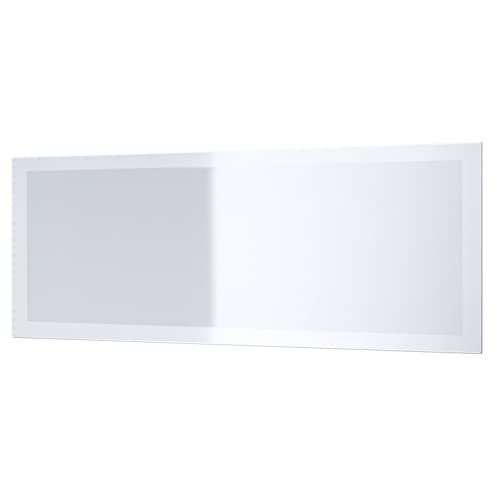 Vladon Miroir Lima, Miroir Mural avec Cadre de Style Moderne, Blanc Haute Brillance (139 x 55 cm)