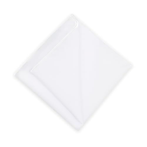 Rzmtaol Pocket Squares for Men Cotton Linen Mens Handkerchief Suit Mens Pocket Square for Wedding Graduation Work Casual (White)