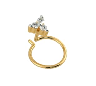 Gold Plated 3 Diamond Stone Triangle Nose Pin with Tail for Pierced Nose-picture-38