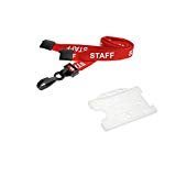 Red Staff Printed Lanyard *incl Free Card Holder* (100)