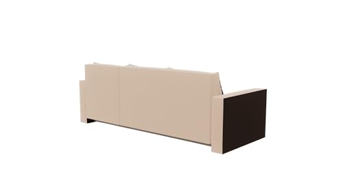 FORNIRO 24 Loft Ecksofa mit Schlaffunktion und Bettkasten – Sofa L-Form 225x130x75 cm, Stoff Basic in Creme-Braun, 3 Sitze & Kissen für modernes Wohnen – Bild 5