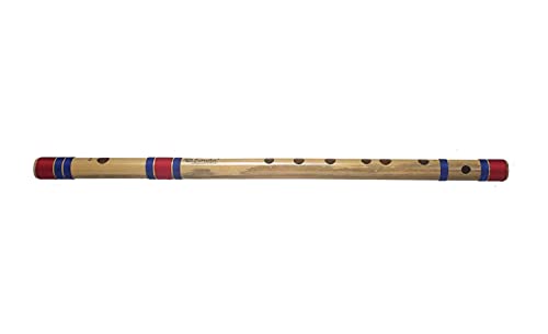 Image of Kanha Flutes C Scale Natural Medium Assam Bamboo Flute Musical Instrument Size 19 Inch Bansuri Right Handed With Cover