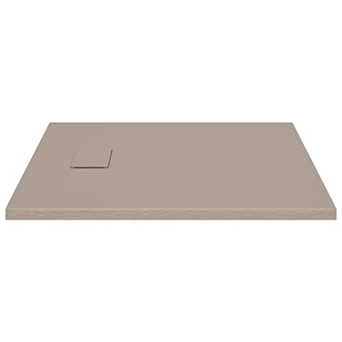 vidaXL Shower Base Tray SMC Brown 90x80 cm- Contemporary Low-Profile Design, Reinforced for Durability, Non-Skid Slate Stone Surface, Scratch/Stain, Easy Clean