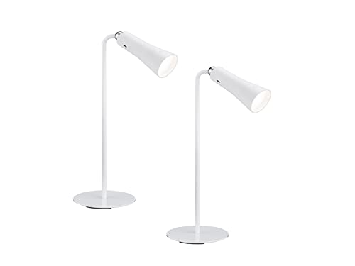 Reality Leuchten Beleuchtung Juego de 2 lámparas de escritorio LED - Foco de pinza blanco con regulador táctil y conexión USB, 36 cm de alto Cover