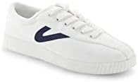 TRETORN Nyliteplus Canvas Sneakers Women's Lace-Up Casual Tennis Shoes Classic Vintage Style, White/Navy, 9.5 | Image 1