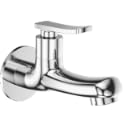 stainless steel long body bib cock tap with wall flange for bathroom, washbasin & kitchen | extended body water tap with mirror chrome finish | single lever high flow faucet