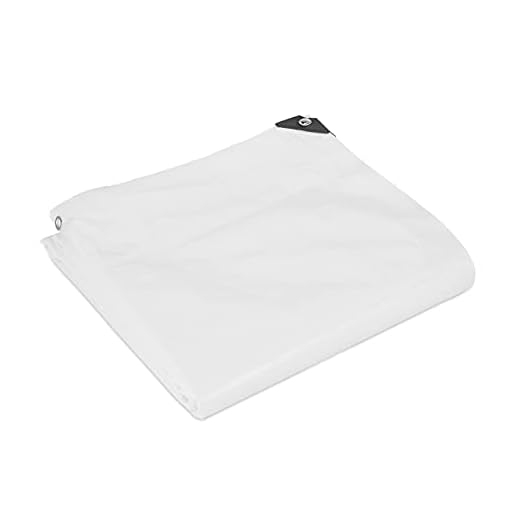 Relaxdays Lona Impermeable 140 g/m², 2 x 3 m, Tela Toldo con Ojales, Resistente al Desgarre, Lona para Piscina, Blanco