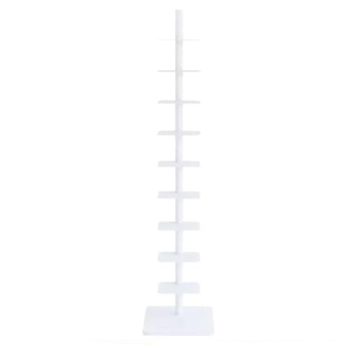 Estantería Vertical de 9 Niveles con Escalera para Libros, Ideal para el hogar y la Oficina (Blanca)
