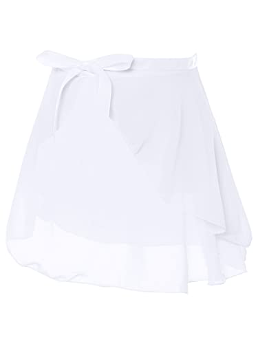 Chictry Girls Basic Ballet Dance Skirt Ruffle Chiffon Tied Ballet Wrap Skirts Gymnastics Dancewear White 6-10 Years #TOP29