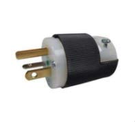 Hubbell Insulgrip HBL8315C Grounding Straight Blade Plug, 125 VAC, 20 A, 2 Poles, 3 Wires, Black/White