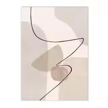Decoración de pared: Cuadro abstracto estilo boho beige con imágenes geométricas sobre lienzo (60x90cm x 3/Sin marco)