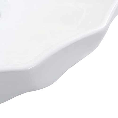 Lavabo de cerámica blanco Mangloder 46x17 cm redondo para el baño de casa 5