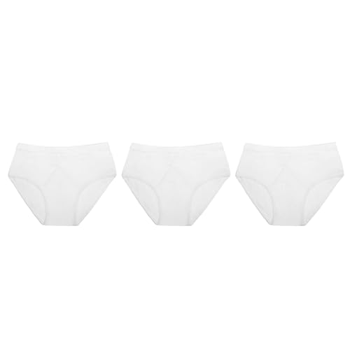 Tom Franks Mens 3 Pack White Cotton Keyhole Y Front Briefs (UK, Alpha, L, Regular, Regular, White)