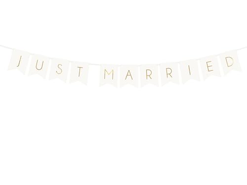 wYw Guirlande en Carton Just Married Blanche et dorée 15 x 155 cm