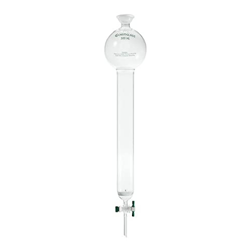 Chemglass - Chemglass CG-1203-28, Chromatography Column, 1.5" ID, 18" Effective Length, 500mL Reservoir, 35/20 Joint, 2mm PTFE Stopcock, Coarse Fritted Disc
