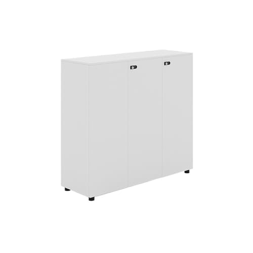 YQINQIN83B Cajonera Oficina Armario de Tres Puertas, Alto, Blanco, for Sala de conferencias, despensa, Oficina, archivador, Mueble Divisor con Cerradura Mueble Impresora
