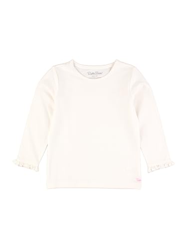 Image of RuffleButts Baby /Toddler Girls Knit Ruffle Tee - Long Sleeve T-Shirt | 51% Cotton 49% Modal, Breathable Fabric, Athletic Fit, Layering Undershirt, Yoga Or Gym Wear, Machine Wash