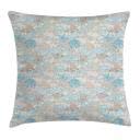 Ambesonne Nautical Throw Pillow Cushion Cover, Pastel Toned Sea Shell Starfish Mollusk Seahorse Coral Reef Motif Design, Decorative Square Accent Pillow Case, 20" X 20", Tan Turquoise White - Image 2