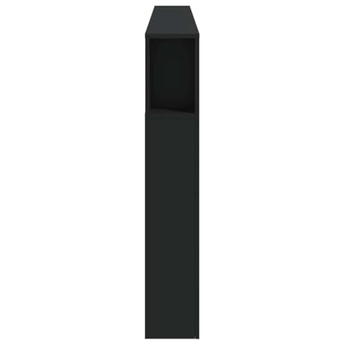 Cabecero con LED de madera negra 220cm con estantería integrada 8