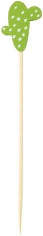 TableCraft 11203 Decorative Picks, Cactus, 5/8" x 1/4" x 4-1/2", Combo Bamboo & 