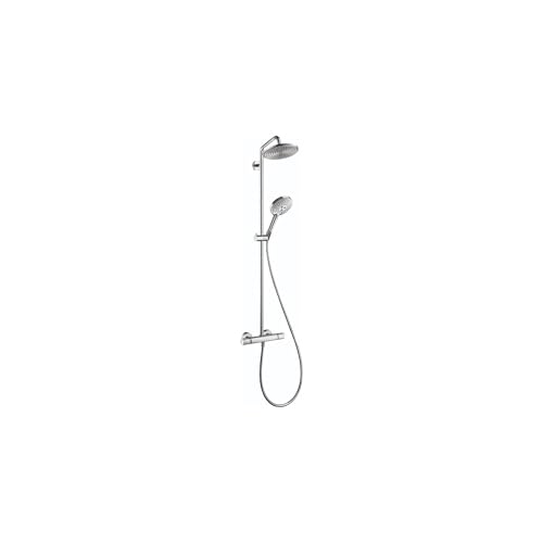 hansgrohe Raindance S Sliding Height Adjust Air Infusion, Rain AirPower Spray, QuickClean Showerpipe Shower Set in Chrome, 27115001