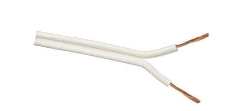 Cable de audio paralelo de 100m, 2x0.75mm, color blanco; ideal para instalaciones de sonido y conexión de equipos de audio.