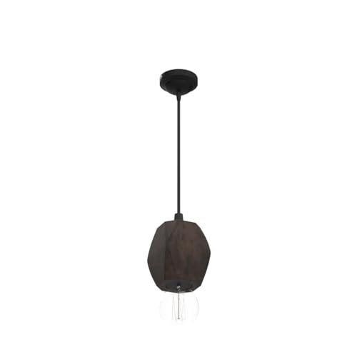 Image of HomesakeWooden Walnut Finish Hanging Holder Lamp, Hexagon, Set of 2