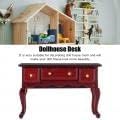 Dollhouse Desk, 1:12 Scale Miniature Wooden Desk with 3 Drawers for Dollhouse Furnishings, Retro Floral Pattern image 5